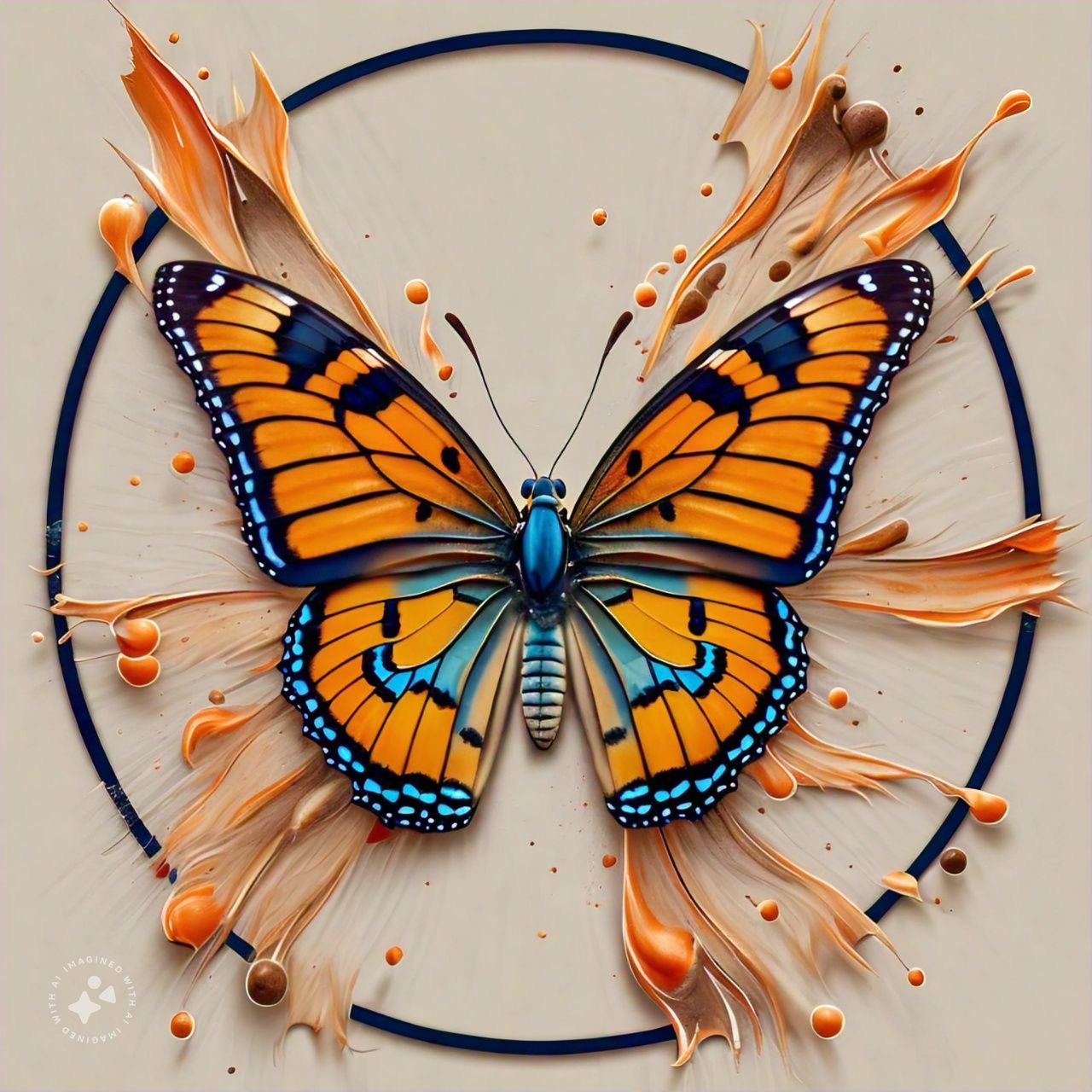 Mariposa naranja y azul, símbolo de Metamorfosis Latam